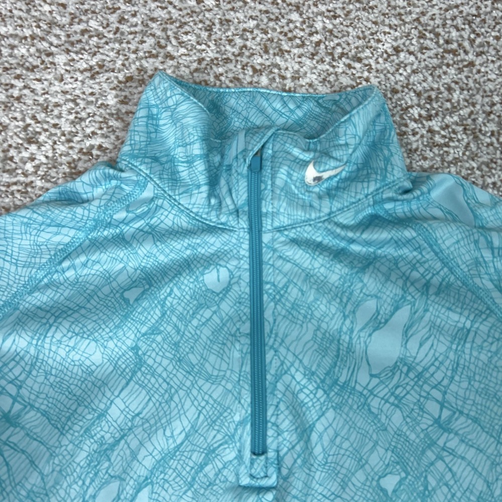 Nike Pullover Womens Medium Blue Pro Combat Dri-FIT 1/4 Zip Long Sleeve Top - Picture 2 of 9